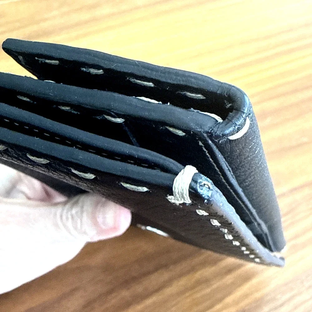 Fendi Selleria Leather Long Wallet - Black With Tan Thread - Great Condition! ￼